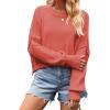 imageCHARTOU Women Loose Crew Neck Cable Knit Sweater Fall Ribbed Long Sleeve Knitted Sweater Pullover JumperWatermelon Red