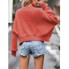 imageCHARTOU Women Loose Crew Neck Cable Knit Sweater Fall Ribbed Long Sleeve Knitted Sweater Pullover JumperWatermelon Red