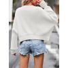 imageCHARTOU Women Loose Crew Neck Cable Knit Sweater Fall Ribbed Long Sleeve Knitted Sweater Pullover JumperWhite