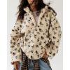 imageCHARTOU Womens Half Zip Sherpa Pullover Striped Oversized Sweatshirt Floral Stand Collar Fleece JacketBrown Floral