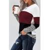imageCHARTOU Womens Trendy Color Block Pullover Tunic Jumper Wear to Work Jersey Sweater TopWine Red