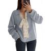 imageCHARTOU Cardigan Sweaters for Women Button Down V Neck Bow Tie Lace Dressy Cardigan Sweater TopsGrey