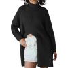 imageCHARTOU Women Casual Loose Turtleneck Pullover Sweaters Ribbed Knit Front Slit Mid Length Tunic Dress FallBlack
