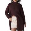 imageCHARTOU Women Casual Loose Turtleneck Pullover Sweaters Ribbed Knit Front Slit Mid Length Tunic Dress FallRed Coffee