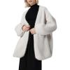 imageCHARTOU Women Fuzzy Open Front Cardigan Sweater Fall Winter Oversized Balloon Long Sleeve Outwear CoatWhite