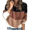 imageCHARTOU Womens Fall Sweaters Contrast Striped Knit Pullover Sweater Oversized Sweatshirt Casual OutwearBlack