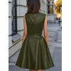 imageCHARTOU Women PU Faux Leather Dress Elegant Sleeveless Belted V Neck Casual Party Mini Dress with PocketsGreen