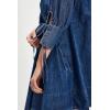 imageCHARTOU Womens Denim Mini Dress Cute Babydoll Jean Dress 34 Sleeve Smocked Loose Tunic with PocketsDark Blue