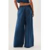 imageCHARTOU Women Wide Leg Jeans High Waisted Straight Leg Baggy Drawstring Denim PantsBlue