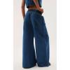 imageCHARTOU Women Wide Leg Jeans High Waisted Straight Leg Baggy Drawstring Denim PantsBlue