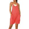 imageCHARTOU Casual Romper for Women Summer Short Jumpsuit Sleeveless Strappy Harem Pants Cargo Overalls PocketOrange Red