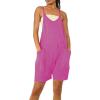 imageCHARTOU Casual Romper for Women Summer Short Jumpsuit Sleeveless Strappy Harem Pants Cargo Overalls PocketPurple