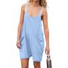 imageCHARTOU Women Baggy Slip One Piece Romper Oversized Spaghetti Straps Short Jumpsuit Overalls OutfitsSky Blue