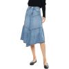 imageCHARTOU Women Lightweight Denim Midi Skirt Irregular Tiered Flowy Summer Jean SkirtBlue
