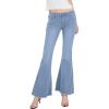 imageCHARTOU Womens Asymmetric Tassel Flared Slit Ripped Jeans Denim PantsLight Blue