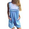 imageCHARTOU Womens Short Overalls Frayed Loose Fit Denim Jumpsuit Rompers ShortallsLight Blue