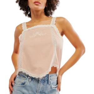 imageCHARTOU Women Cute Cami Tops Lace Embroidered Sleeveless Camisole Tank ShirtPink