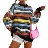 image:imageCHARTOU Women Contrast Striped Pullover Sweater 2025 Fall Outfits Oversized Knit Jumper TopsBlack