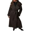 image:imageCHARTOU Women Long Pea Coat Winter Wool Trench Jacket Double Breast Notch Overcoat with BeltBrown