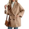 image:imageCHARTOU Women Wool Coat Peacoat Jacket Thick Loose Double Breasted Pea Coat Woolen Winter OvercoatCamel