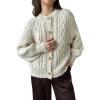 image:imageCHARTOU Womens Retro Chunky Cable Knit Buttons Open Front Cardigan Sweater Fall Winter Thick Casual JumperBeige