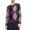 image:imageCHARTOU Womne Plaid Argyle Pullover Sweater Color Block Crewneck Long Sleeve Knitted Jumper TopsGrey