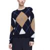image:imageCHARTOU Womne Plaid Argyle Pullover Sweater Color Block Crewneck Long Sleeve Knitted Jumper TopsNavy