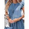 image:imageCHARTOU Lightweight Casual Tunic Dress for Women Flutter Short Sleeve Beach Vacation Midi DressBlue