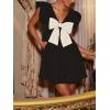 image:imageCHARTOU Women Front Bow Tie Mini Dress Elegant V Neck Flutter Sleeve Casual Night Out Party Short DressBlack