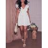image:imageCHARTOU Women Front Bow Tie Mini Dress Elegant V Neck Flutter Sleeve Casual Night Out Party Short DressWhite