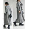 image:imageCHARTOU Womens Houndstooth Patchwork Striped Maxi Dress Long Sleeve Turtleneck Loose Tunic Fall Knit DressGrey