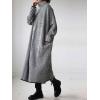 image:imageCHARTOU Womens Houndstooth Patchwork Striped Maxi Dress Long Sleeve Turtleneck Loose Tunic Fall Knit DressGrey