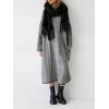 image:imageCHARTOU Womens Houndstooth Patchwork Striped Maxi Dress Long Sleeve Turtleneck Loose Tunic Fall Knit DressGrey