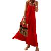 image:imageCHARTOU Women 2025 Summer Linen Maxi Dress Sleeveless Open Back Beach Vacation DressesRed