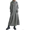 image:imageCHARTOU Womens Houndstooth Patchwork Striped Maxi Dress Long Sleeve Turtleneck Loose Tunic Fall Knit DressGrey