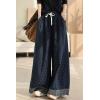 image:imageCHARTOU Wide Leg Denim Pants for Women Baggy Boyfriend Jeans Elastic High Waist Polka Dot TrousersBlue