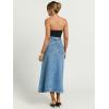 image:imageCHARTOU Women Denim Maxi Skirt Button Down High Waist A Line Long Jean Skirt with PocketsLight Blue