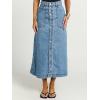 image:imageCHARTOU Women Denim Maxi Skirt Button Down High Waist A Line Long Jean Skirt with PocketsLight Blue