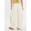 image:imageCHARTOU Women Drawstring Elastic Mid Waist Baggy Pants Barrel Wide Leg Pants Cargo Casual Sweatpants PocketsCream