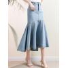 image:imageCHARTOU Women Elegant Fish Tail Long Jean Dress High Waist Ruffle HighLow Hem Party Stretchy Denim SkirtBlue