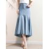 image:imageCHARTOU Women Elegant Fish Tail Long Jean Dress High Waist Ruffle HighLow Hem Party Stretchy Denim SkirtBlue