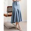 image:imageCHARTOU Women Elegant Fish Tail Long Jean Dress High Waist Ruffle HighLow Hem Party Stretchy Denim SkirtBlue