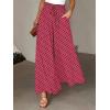 image:imageCHARTOU Women Polka Dot Wide Leg Pants Elastic High Waist Palazzo Ankle Pants with PocketsRed