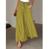 image:imageCHARTOU Women Polka Dot Wide Leg Pants Elastic High Waist Palazzo Ankle Pants with PocketsYellow