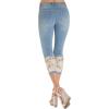 image:imageCHARTOU Women Skinny Stretchy Denim Pants Capris Jeans Lace Cropped Jeans Lightweight Denim PantsBlue