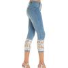 image:imageCHARTOU Women Skinny Stretchy Denim Pants Capris Jeans Lace Cropped Jeans Lightweight Denim PantsBlue