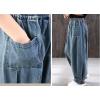 image:imageCHARTOU Women Wide Leg Jeans Baggy Y2k Denim Pants Palazzo Jeans Loose Harem Pants Pleated Balloon Barrel JeansBlue