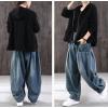 image:imageCHARTOU Women Wide Leg Jeans Baggy Y2k Denim Pants Palazzo Jeans Loose Harem Pants Pleated Balloon Barrel JeansBlue