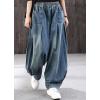 image:imageCHARTOU Women Wide Leg Jeans Baggy Y2k Denim Pants Palazzo Jeans Loose Harem Pants Pleated Balloon Barrel JeansBlue