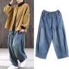 image:imageCHARTOU Women Wide Leg Jeans Baggy Y2k Denim Pants Palazzo Jeans Loose Harem Pants Pleated Balloon Barrel JeansBlue